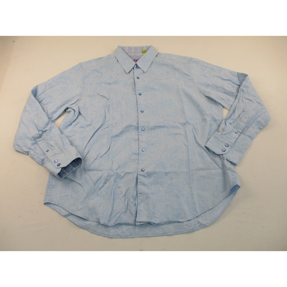 Robert Graham Button Down Men 2XL Blue Paisley Classic Fit Embroidered Luxury